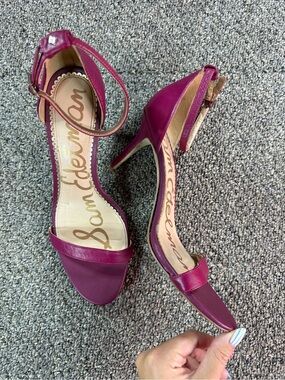 Sam Edelman Magenta Berry Pink Ankle Strap Stiletto Heels Size 9.5